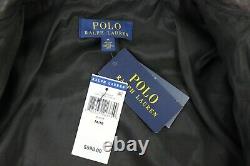 NWT Polo Ralph Lauren Black Brown Distressed Leather Moto Biker Jacket M