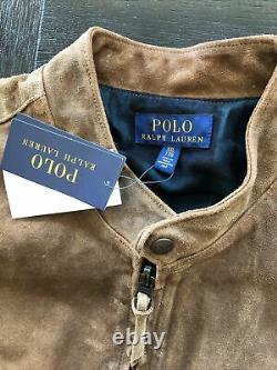 NWT Polo Ralph Lauren (XXL) Distressed Acorn Brown Suede Moto Leather Jacket