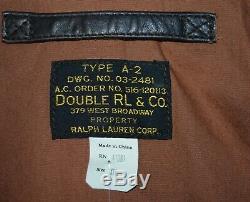 NWT RRL Ralph Lauren 1940s Inspired distressed leather A-2 flight Jacket 2XL XXL