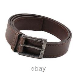 New $500 BRIONI Distressed Brown Leather Belt with Hammered Buckle 36 W (Eu 90)