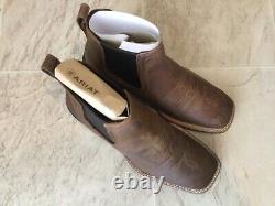 New Ariat Sport Booker Tan Distressed Brown Leather Pull On Boots Mens Sz 9 D