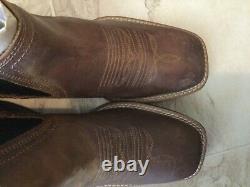 New Ariat Sport Booker Tan Distressed Brown Leather Pull On Boots Mens Sz 9 D