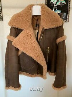 New Burberry Prorsum FW16 Sculptural Distressed Shearling Leather Flight Jacket