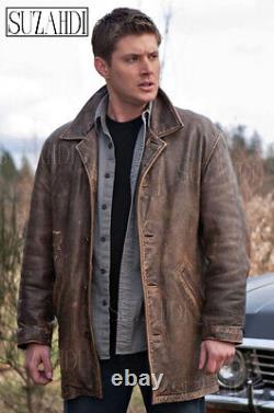 New Dean Winchester Jensen Ackles inspired Distressed Brown Cow Leather Jacket