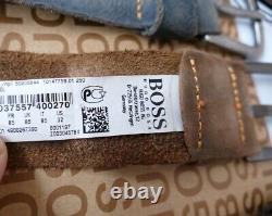 New Hugo Boss mens distressed brown Buffalo leather jeans trousers belt M 32 85