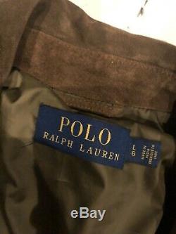 New Polo Ralph Lauren Burnished Brown Leather Jacket VTG RRL Biker Large Suede