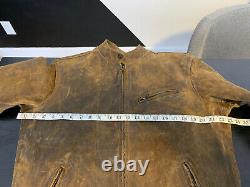 New Polo Ralph Lauren Medium Brown Cafe Racer Leather Jacket RRL Wax Oil 1OF1