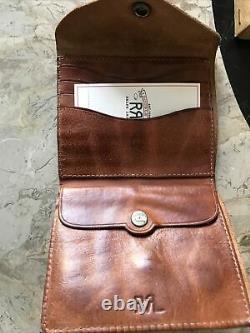 New Ralph Lauren RRL Icon distressed Tan leather Concho Bifold Wallet