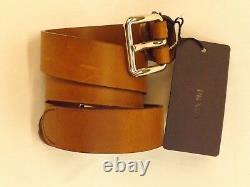 Nwt Prada Distressed Leather Brown Small Silver Buckle Belt 100-40