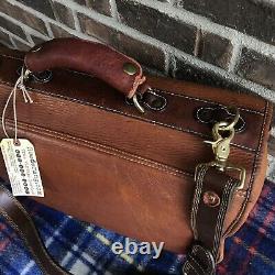 ONE-OF-A-KIND VINTAGE 1990s DISTRESSED LEATHER MACBOOK PRO BRIEFCASE BAG R$898