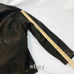 ORVIS Hooded Brown Distressed Leather Jacket XXL Car Coat Retail $495 Dual Zip