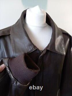 Orvis Vintage Leather Jacket Brown Mens XL Fly Fishing Distressed Lined Extra L