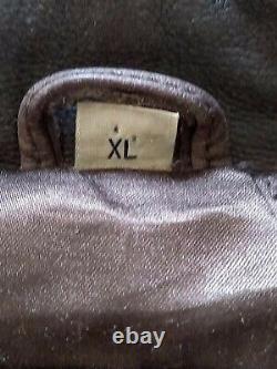 Orvis Vintage Leather Jacket Brown Mens XL Fly Fishing Distressed Lined Extra L