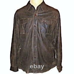 Patrick James West Coast Classic Distressed Brown Lambskin Leather Shirt Jacket