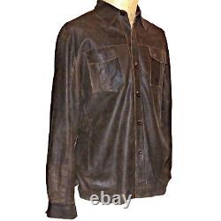 Patrick James West Coast Classic Distressed Brown Lambskin Leather Shirt Jacket