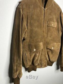 Polo Country Ralph Lauren Large Leather Bomber Jacket RRL Cowboy Suede VTG A2 B3
