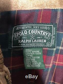 Polo Country Ralph Lauren Large Leather Bomber Jacket RRL Cowboy Suede VTG A2 B3