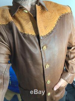 Polo Country Ralph Lauren Leather Shirt Jacket RRL Cowboy VTG Western Raw Sample