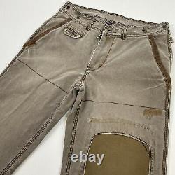 Polo Ralph Lauren (36x32) Taupe Duck Canvas Leather Trim Distressed Work Pant