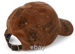 Polo Ralph Lauren Brown Tan Corduroy Baseball Hat Cap Tiger Bear Lo-life lo-head