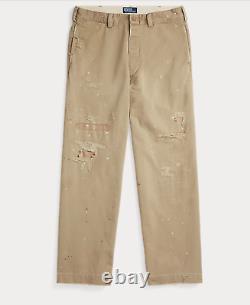 Polo Ralph Lauren Burroughs Big Chino Wide Trousers Pants Distressed 31 x 30