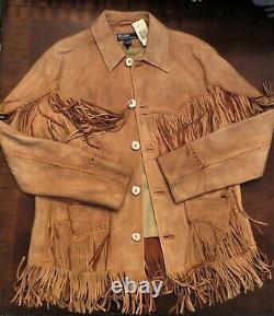 Polo Ralph Lauren Deerskin Distressed Fringed Field Western Native Jacket L Men