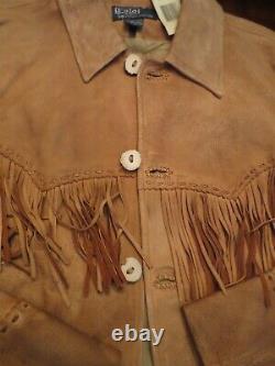 Polo Ralph Lauren Deerskin Distressed Fringed Field Western Native Jacket L Men