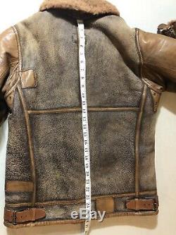 Polo Ralph Lauren Distressed Bomber Leather Jacket VTG RRL Shearling Fur Coat