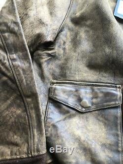 Polo Ralph Lauren Distressed Leather Flight Bomber Jacket 1930s Standard Issue