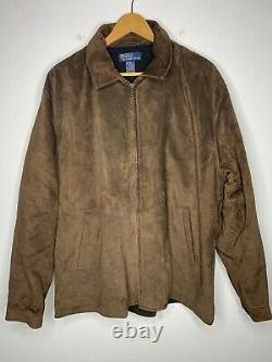 Polo Ralph Lauren Large Brown Leather Jacket RRL VTG Soft Suede Distressed Coat