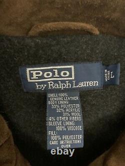 Polo Ralph Lauren Large Brown Leather Jacket RRL VTG Soft Suede Distressed Coat