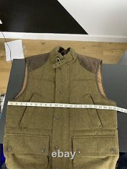Polo Ralph Lauren Large Green Brown Hunting Jacket Vest RRL Rugby Tweed Leather
