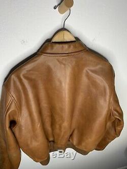 Polo Ralph Lauren Large Leather Jacket RRL VTG Aviator G1 Coat Brown Distressed