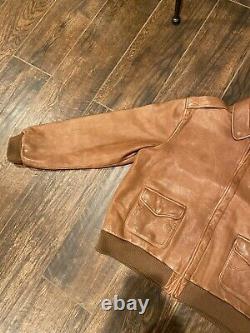 Polo Ralph Lauren Leather Jacket RRL VTG Aviator G1 Coat Brown Distressed