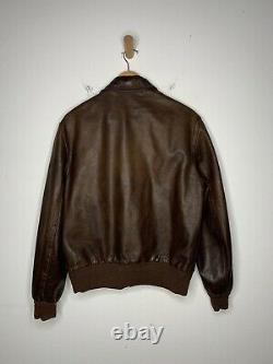 Polo Ralph Lauren Medium A2 Farrington Brown Leather Jacket RRL Distressed VTG
