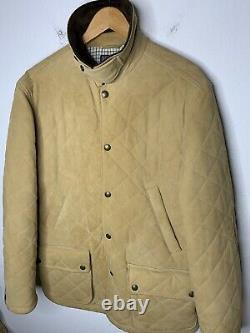 Polo Ralph Lauren Medium Brown Suede Leather Jacket RRL Hunting Coat Beige VTG