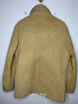 Polo Ralph Lauren Medium Brown Suede Leather Jacket RRL Hunting Coat Beige VTG