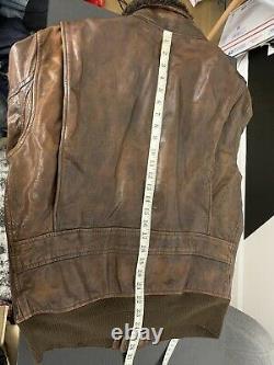 Polo Ralph Lauren Medium Leather Jacket RRL VTG Aviator G1 Shearling Coat Patina