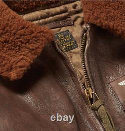 Polo Ralph Lauren Men's G1 Appliquéd Shearling Distressed Leather Bomber Jacket