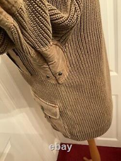 Polo Ralph Lauren Mens Military Cotton Distressed look Cardigan Medium RRL Style