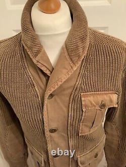 Polo Ralph Lauren Mens Military Cotton Distressed look Cardigan Medium RRL Style