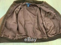 Polo Ralph Lauren Mens Vintage Leather Shearling Distressed Soft Bomber Jacket M