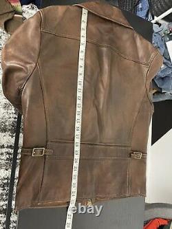 Polo Ralph Lauren Small Brown Leather Hunting Jacket Utility RRL VTG Newsboy XS