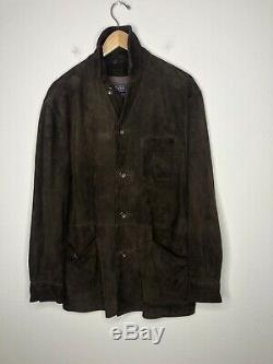 Polo Ralph Lauren Small Brown Leather Jacket RRL VTG Soft Suede Distressed Coat