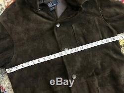 Polo Ralph Lauren Small Brown Leather Jacket RRL VTG Soft Suede Distressed Coat