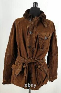 Polo Ralph Lauren Suede Belted Jacket Distressed Size M New RRP £ 1.499