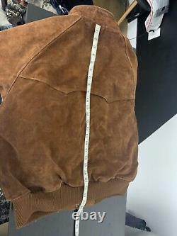 Polo Ralph Lauren X-Large Brown Bomber Leather Jacket Wax RRL Coat Roughout A-2
