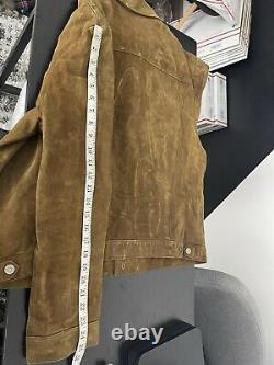 Polo Ralph Lauren X-Large Brown Leather Trucker Jacket Oil Cloth RRL Suede VTG