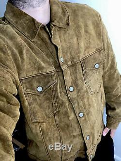 Polo Ralph Lauren X-Large Brown Trucker Leather Jacket RRL Distressed Oil Suede