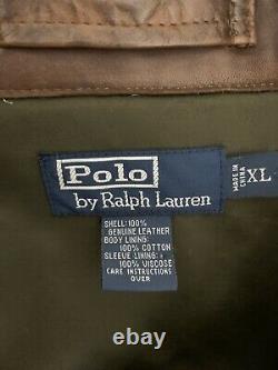 Polo Ralph Lauren X-Large Leather Jacket VTG RRL Long Coat Fur Collar Trench XL